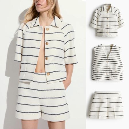 H&M 💙 set cardigan gilet S & short 42 NEW!