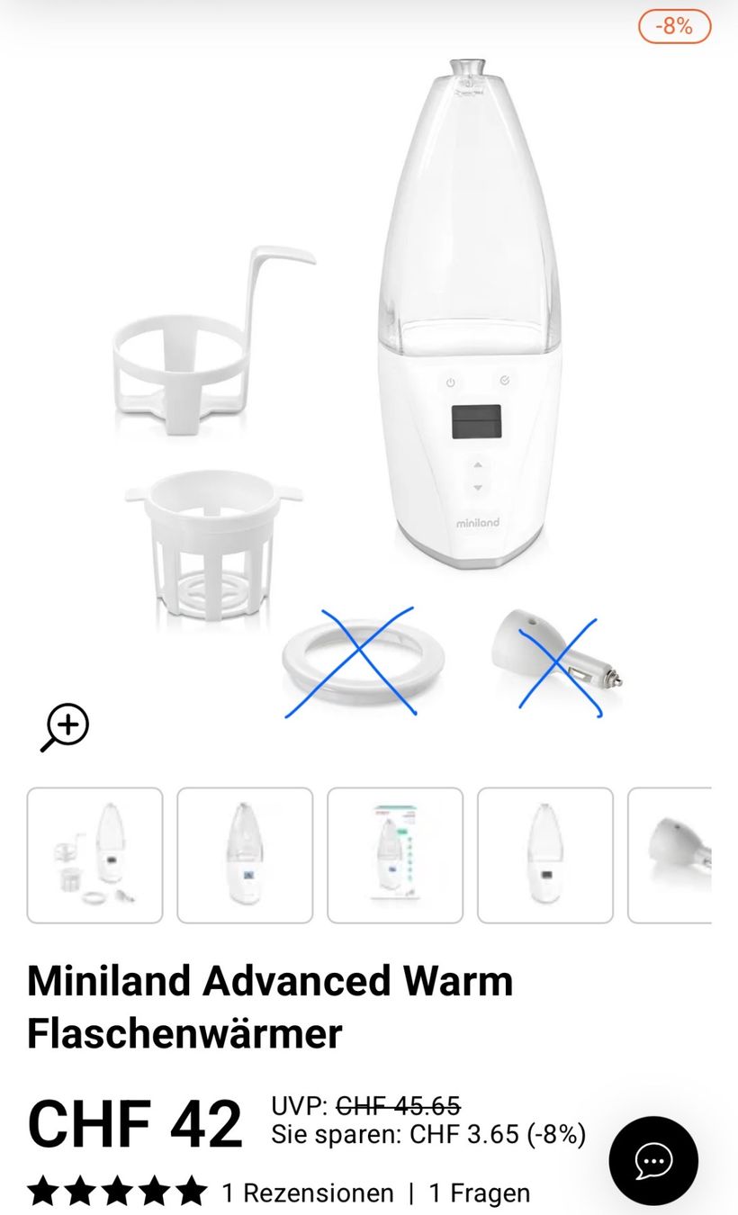 Pasti del neonato: Miniland Advanced Warm Bottle Warmer – Usato da Effretikon venduto da mer_q6hc 4