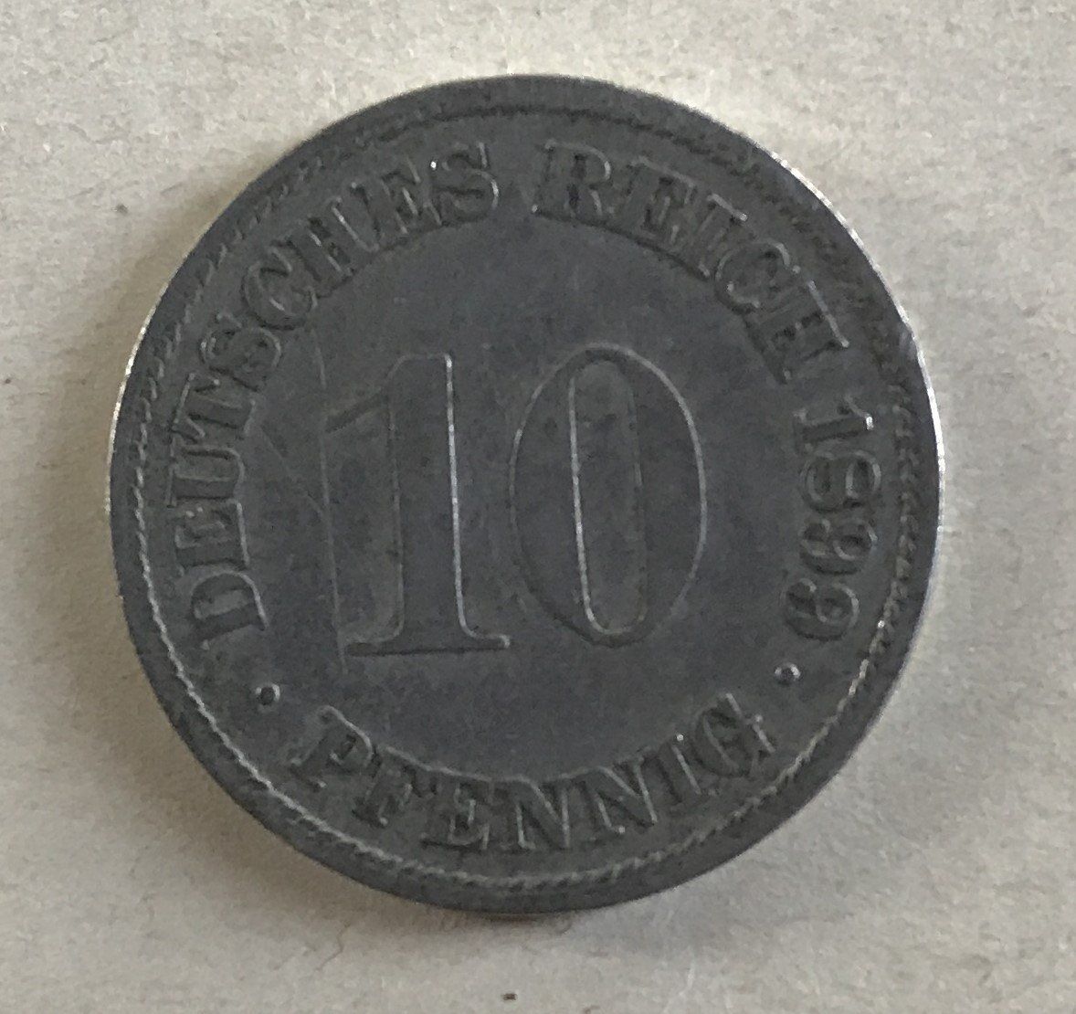 Tutti le monete: 10 PFENNIG DEUTSCHES REICH 1899 – Usato da Ostermundigen venduto da wini63