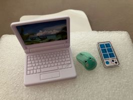 Weisser Laptop, Maus und Handy für die Puppenstube, neu