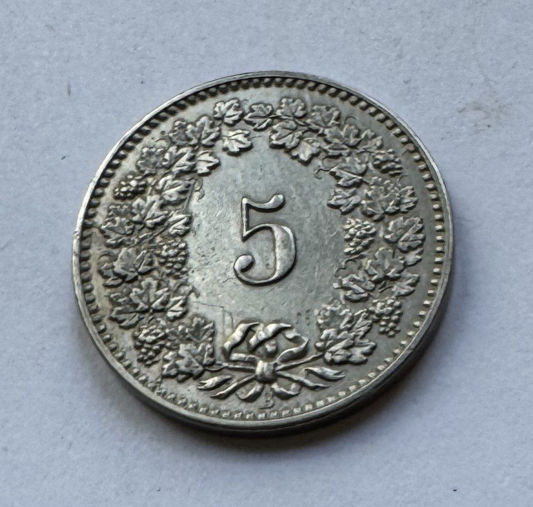 Alle Münzen: 1895 5 Rappen ss-vz – Gebraucht aus Kirchberg SG von Helveticus00 1