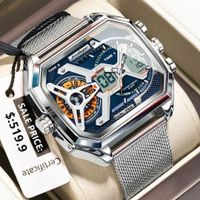Herrenuhr Analog Digital wasserdicht Chronograph Edelstahl