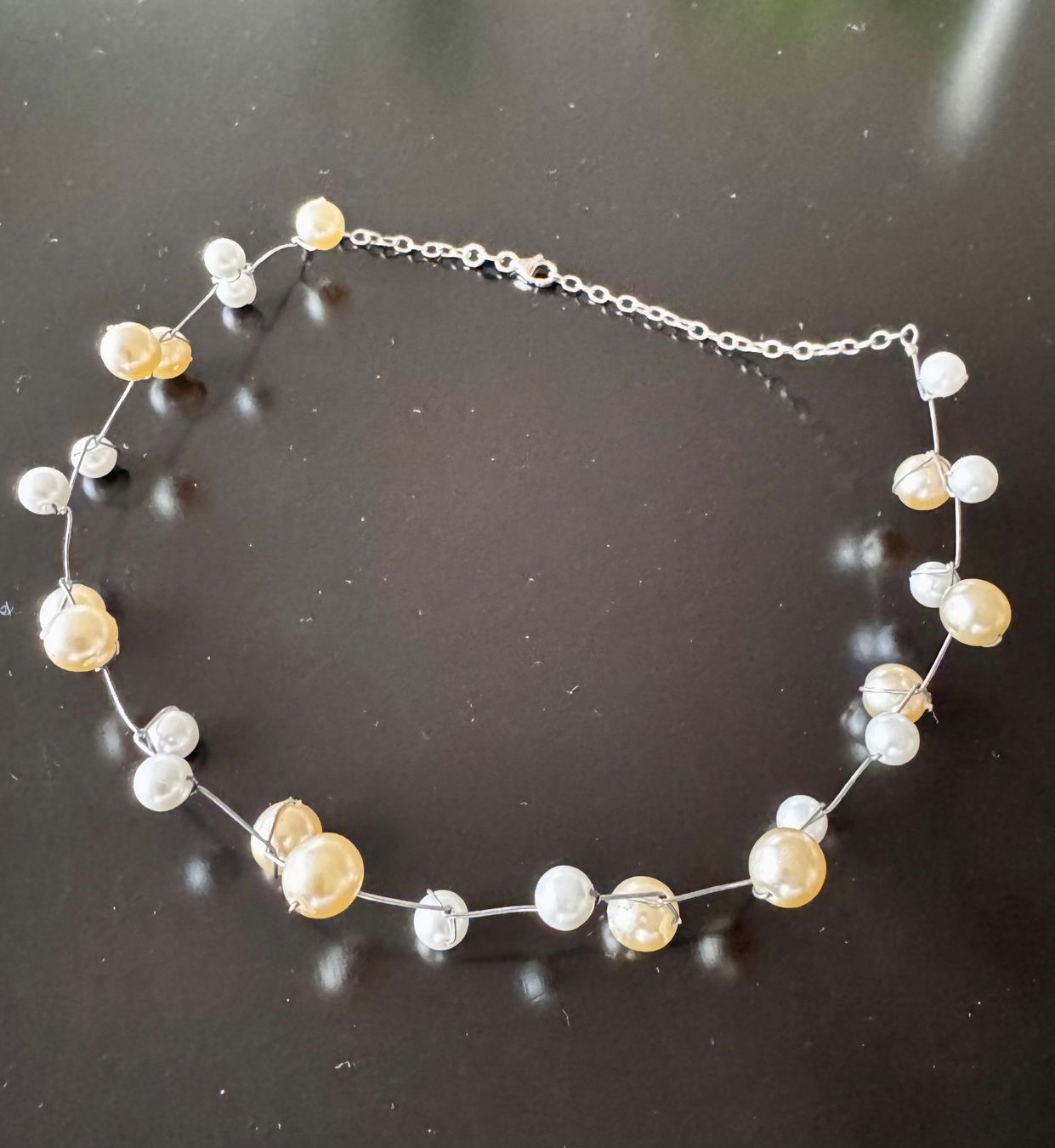 Catenine: Collier Silber mit Perlen 38 cm verstellbar – Usato da Montlingen venduto da timolino12