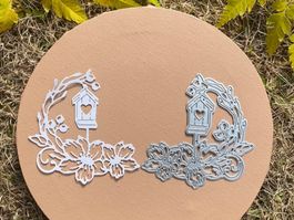 Stanzschablone Nr.151, Blumen mit Vogelhaus(Sizzix geeignet)