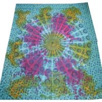 Tagesdecke XL Baumwolle Rainbow Mandala XL Batik Indien