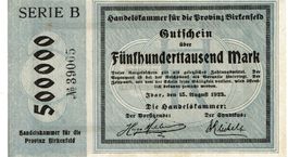 Idar Birkenfeld 500000 Mark Serie B 15.08.1923 VZ+-VZ++