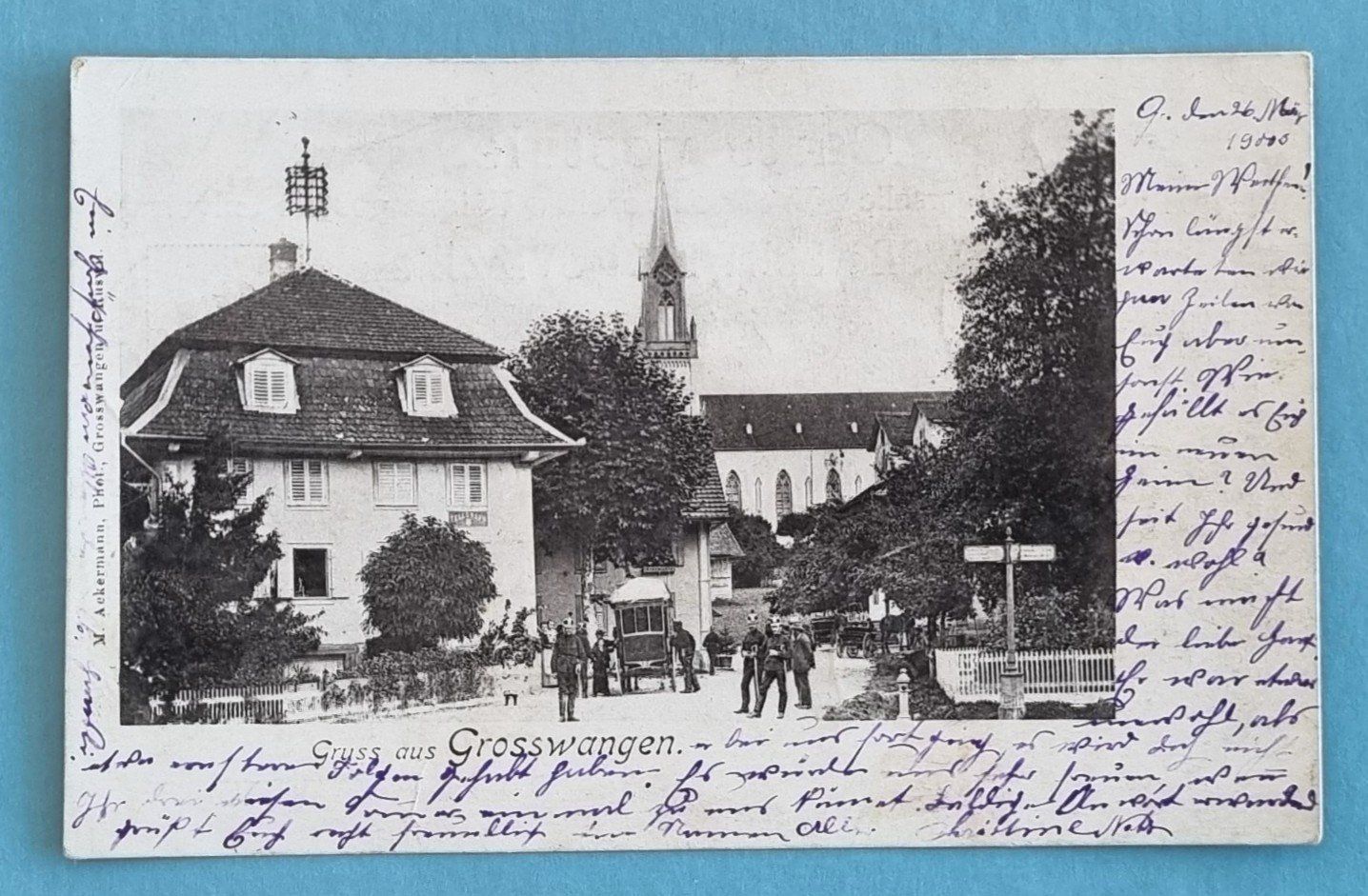 Ansichtskarten: Grosswangen - Post - Telegraph - Postkutsche - 1904 – Gebraucht aus Rothrist von RROENK