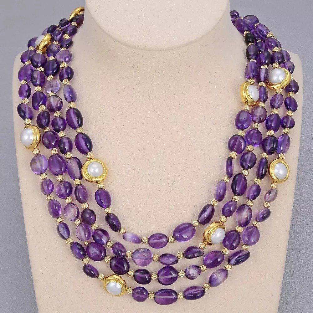 Catenine: Tolle Amethyst grosse Perle Halskette Collier Améthyste – Nuovo (secondo la descrizione) da Prilly venduto da ilyria73
