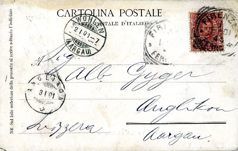 Ansichtskarten: Firenze - Montesenario - Grotta di  1901 – Gebraucht aus Emmenbrücke von teestube 1