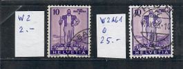1936:  W2 Sondermarken und mit Abart W2.Ab1 gestempelt.