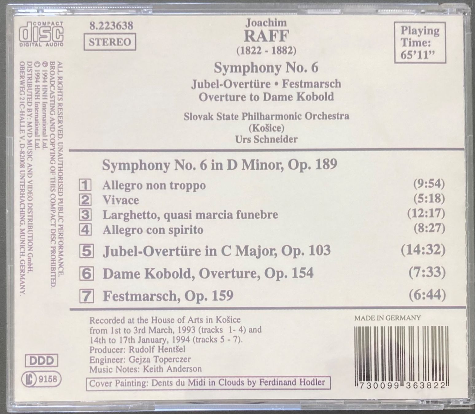 CDs: JOACHIM RAFF..... - SYMPHONY NO. 6....... – Gebraucht aus Poliez-Pittet von Newtown-Records 1