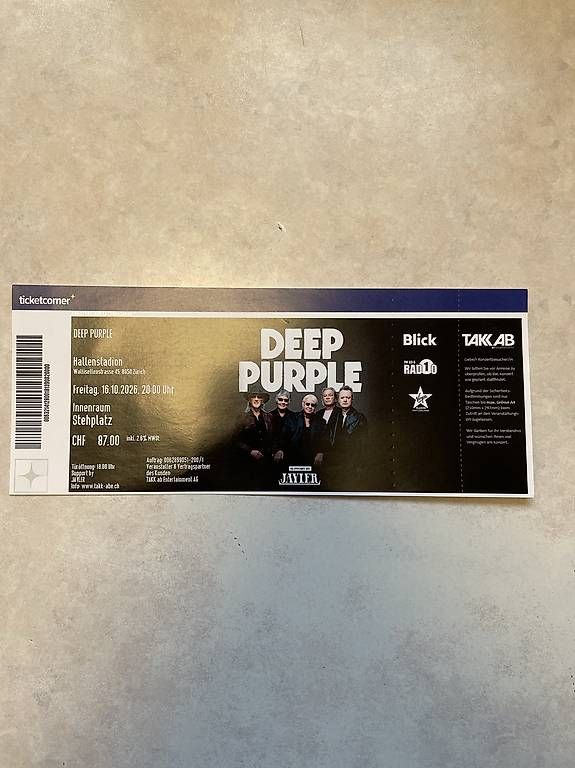 Tickets: DEEP PURPLE - HALLENSTADION – Neu und originalverpackt aus Vezia von ste_f6t6