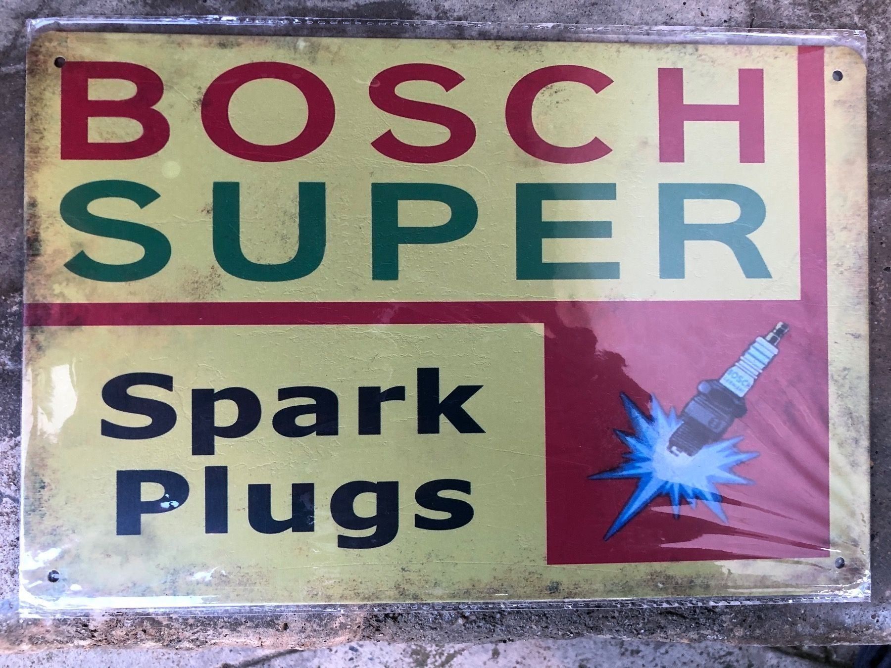 Insegne: Bosch super spark plugs werbung – Nuovo (secondo la descrizione) da Reinach AG venduto da rares75