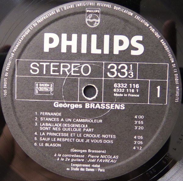 Dischi in vinile: Georges Brassens 1972 Near Mint LP – Usato da Genève venduto da Cockattoo 1