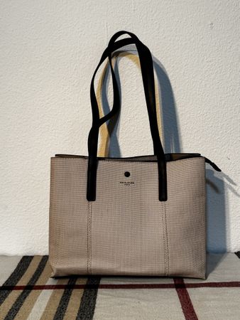 David Jones Paris Handtasche beige/schwarz, neuwertig!