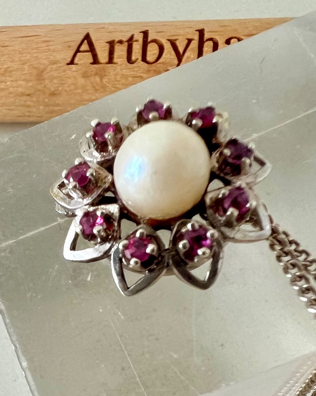 Catenine: Kordes & Lichtenfels Ensemble Silber 800 Rubinblüte & Perle – Usato da Ruswil venduto da artbyhand 7