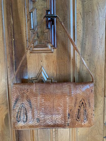 Antike Handtasche aus 100 % Exotic Leder  Farbe: Braun