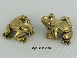 2 Kleine FRÖSCHE - Messing Figur - Neu - 2,5x2cm