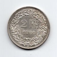 (1062) Schweiz, 2 Franken, 1860, top stgl
