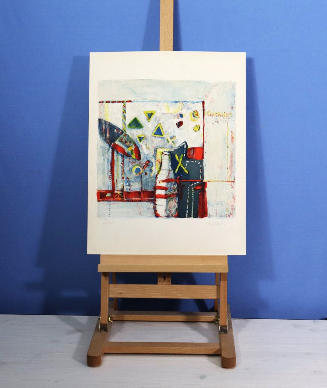 Grafica & Litografie: Farblithographie "Stillleben", unleserlich handsigniert – Usato da Zug venduto da Kunst-Fundgrube 6