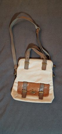 Fossil Ledertasche Umhängetasche braun beige