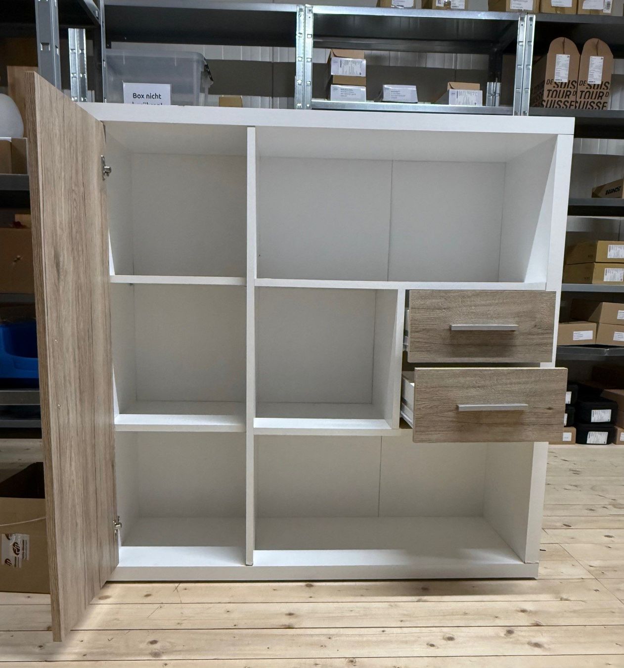 Scaffali: Möbelset zweiteilig - weiss mit Holzoptik – Usato da Leimbach AG venduto da SheAmelie 5