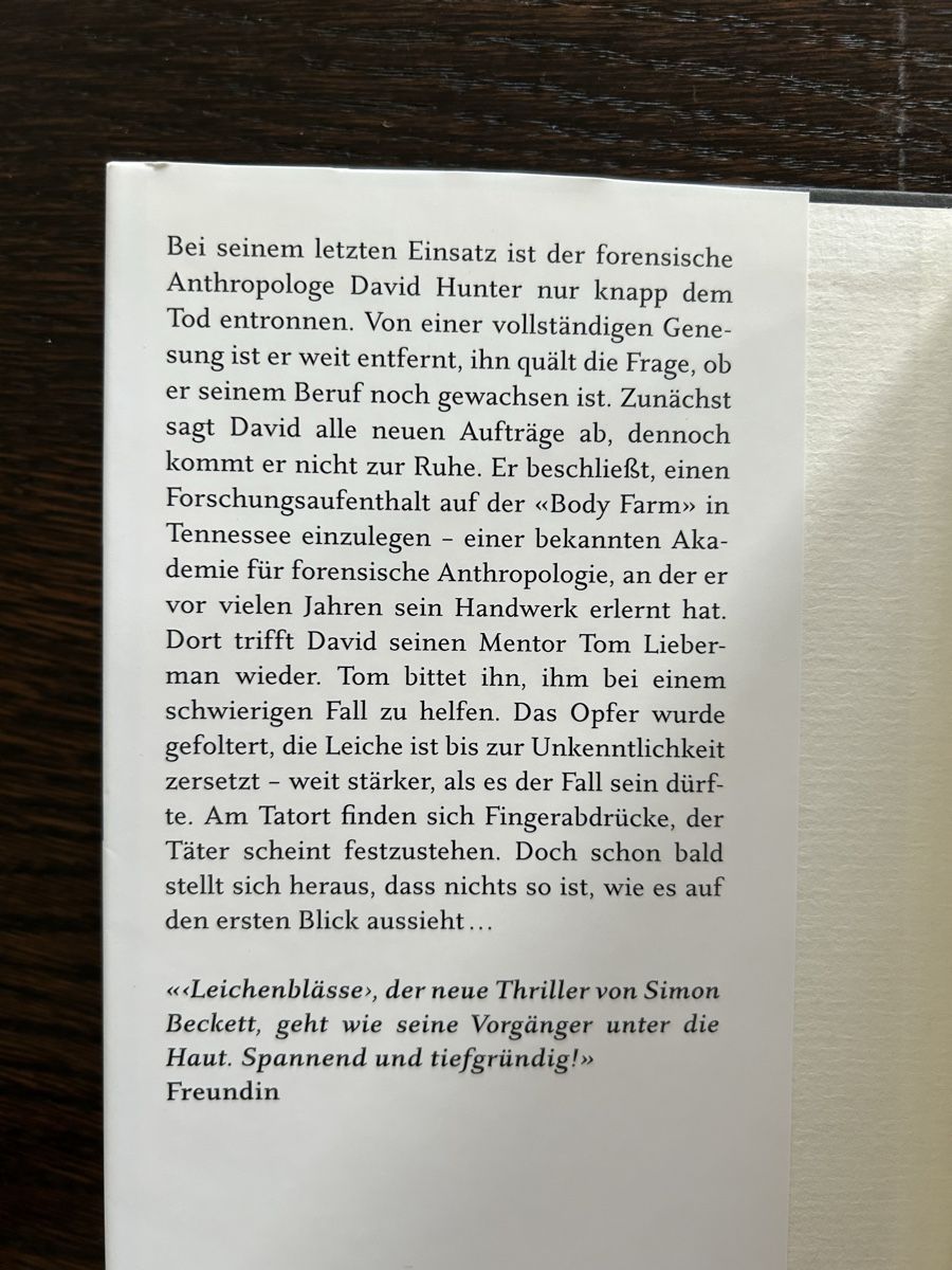 Libri: Leichenblässe von Simon Beckett – Usato da Arbon venduto da Bobbyx777 5