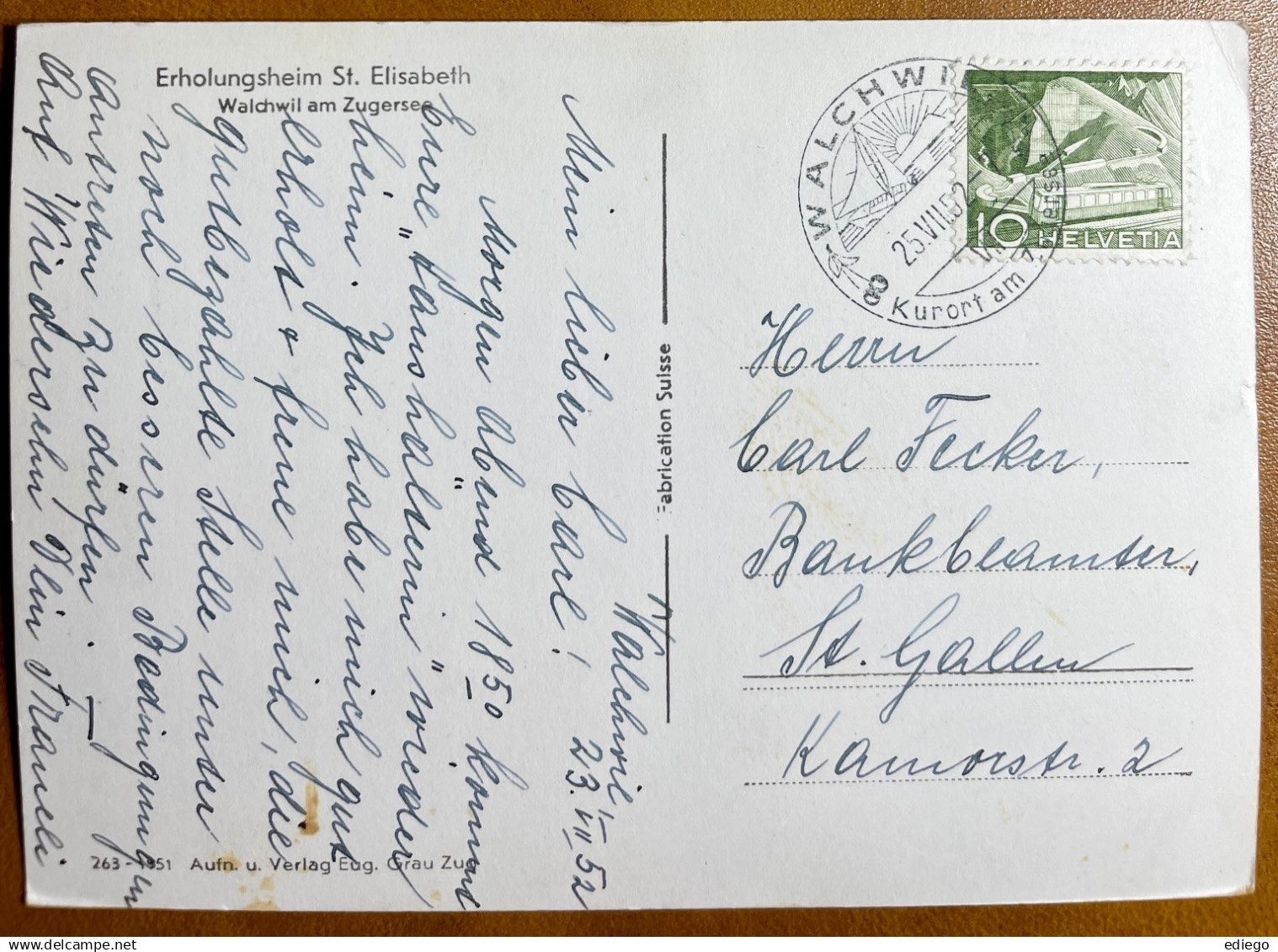 Cartes postales: Walchwil - Erholungsheim St. Elisabeth 1952 – D'occasion à Lutry par Ediego 1