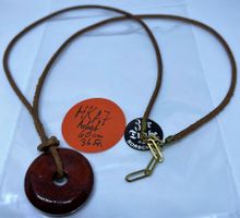 Halsband mit Achat Ring  60 cm.Lederband (HK A7)
