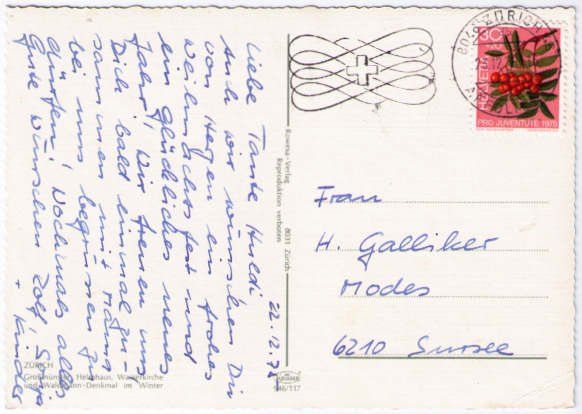 Cartoline postali: Zürich - Grossmünster + Wasserkirche im Winter – Usato da Binningen venduto da Mountainrider 1