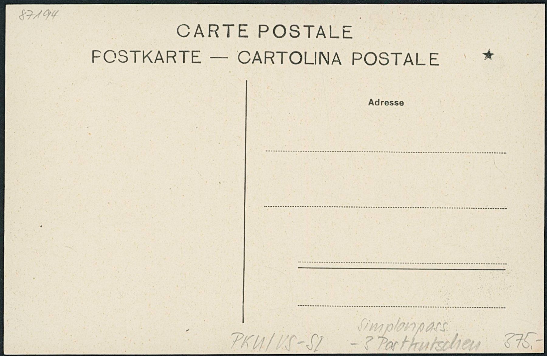 Cartoline postali: VS Simplon Pass - Postkutsche – Nuovo (secondo la descrizione) da Schindellegi venduto da leecollect 1