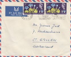 England - St. Gallen, Mi GB 378 auf Flugbrief