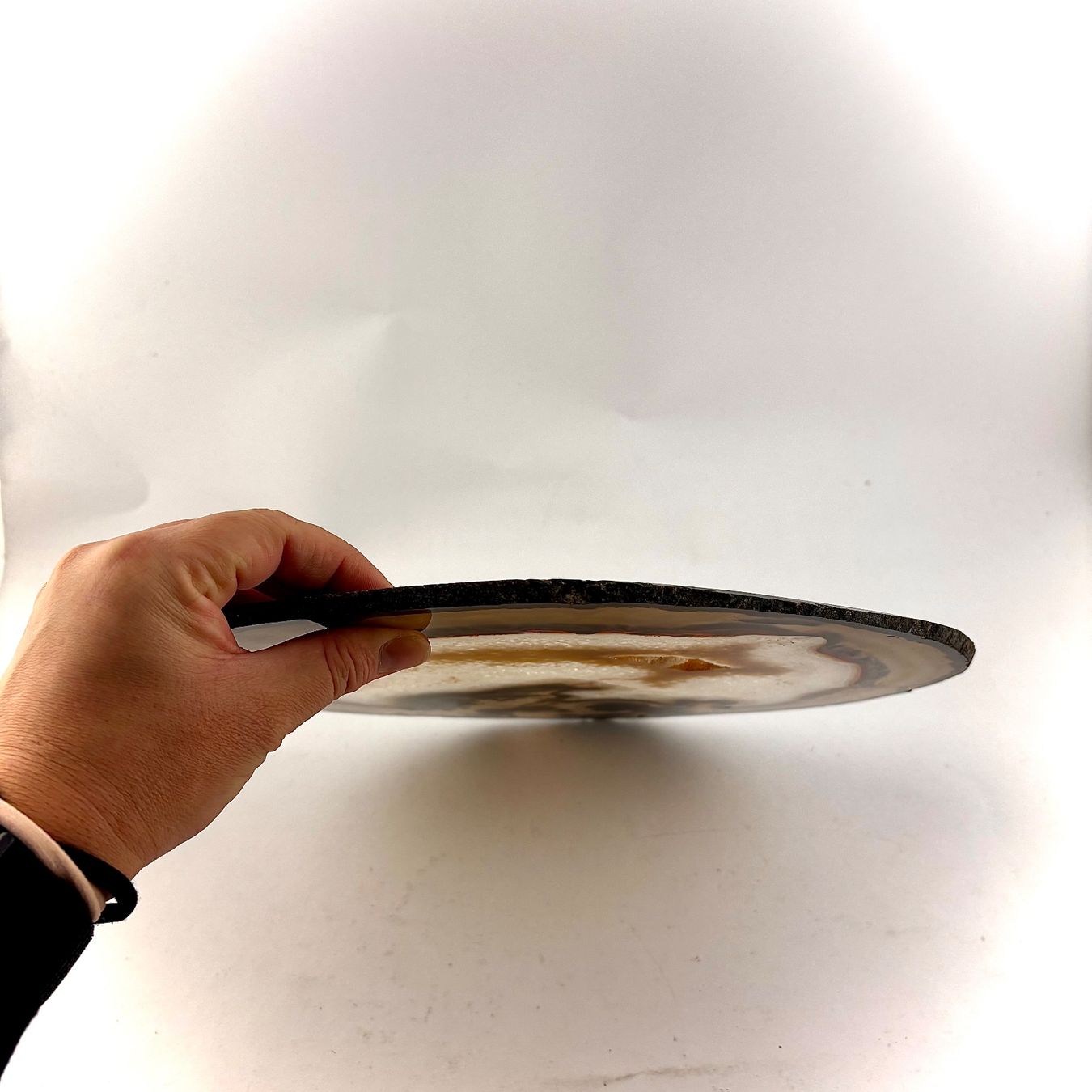 Minerali & Pietre curative: Grosse, transparente Achatscheibe, 32cm, mit Kristallhöhle – Usato da Bern venduto da Midgard1982 4