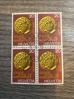 Schweiz Helvetia Briefmarke 20Rp Viererblock 1879-1979
