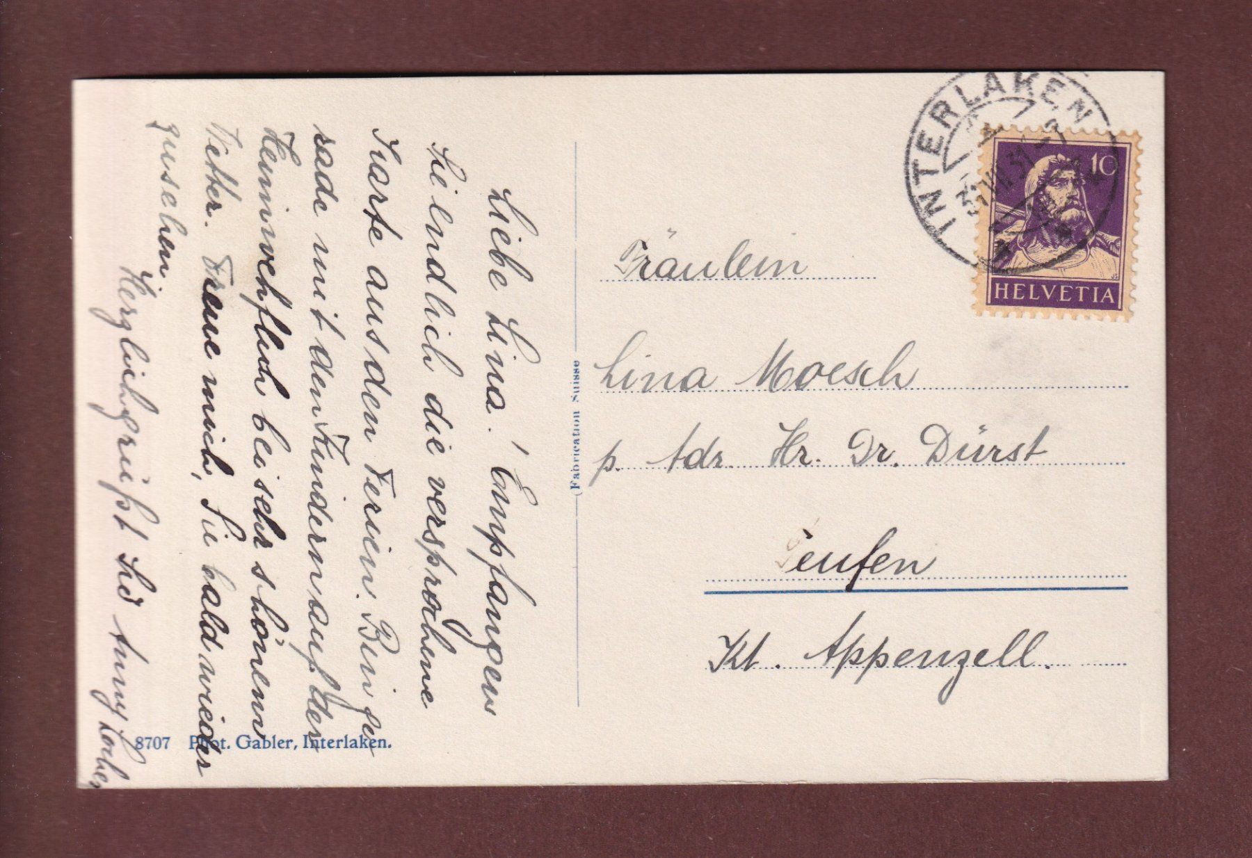 Ansichtskarten: Interlaken - HEIMWEHFLUH - 1931 – Gebraucht aus Pully von nicecards-shop 1
