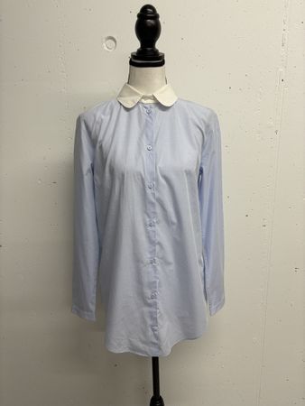 Carven Bluse Baumwolle hellblau/weiss Gr. 38 Hemdbluse