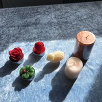 Kerzen Set: Rose, Erdbeere, Glücksklee, Schaf