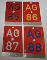 4 Velonummern / Velo Nummern AG 85 / AG 86 / AG 87 / AG 88