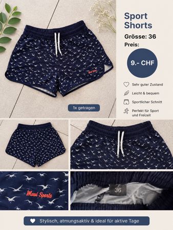 Sport Shorts Maui Sports Grösse 36 dunkelblau mit Vögel