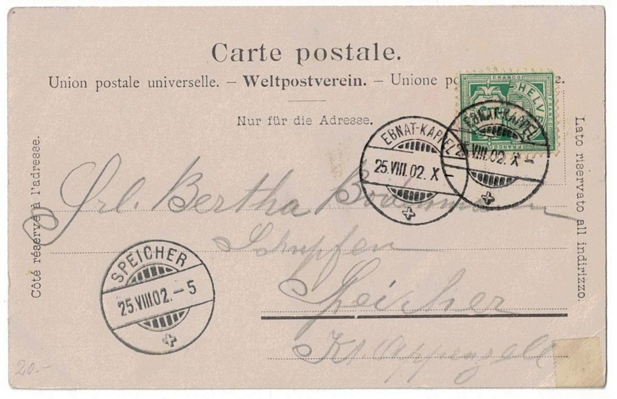 Cartoline postali: Meglisalp, gelaufen 1902 – Usato da Frauenfeld venduto da POML 1