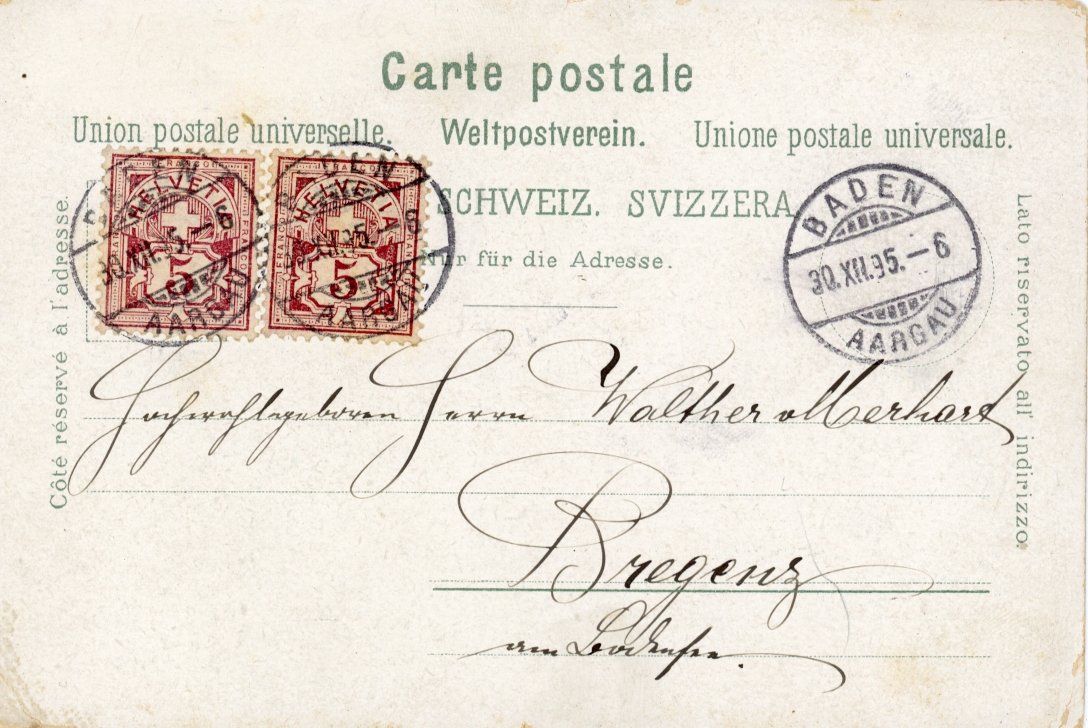 Cartes postales: Baden   AG       uralte LITHO      um 1895 – D'occasion à Brig par Valcards54 1