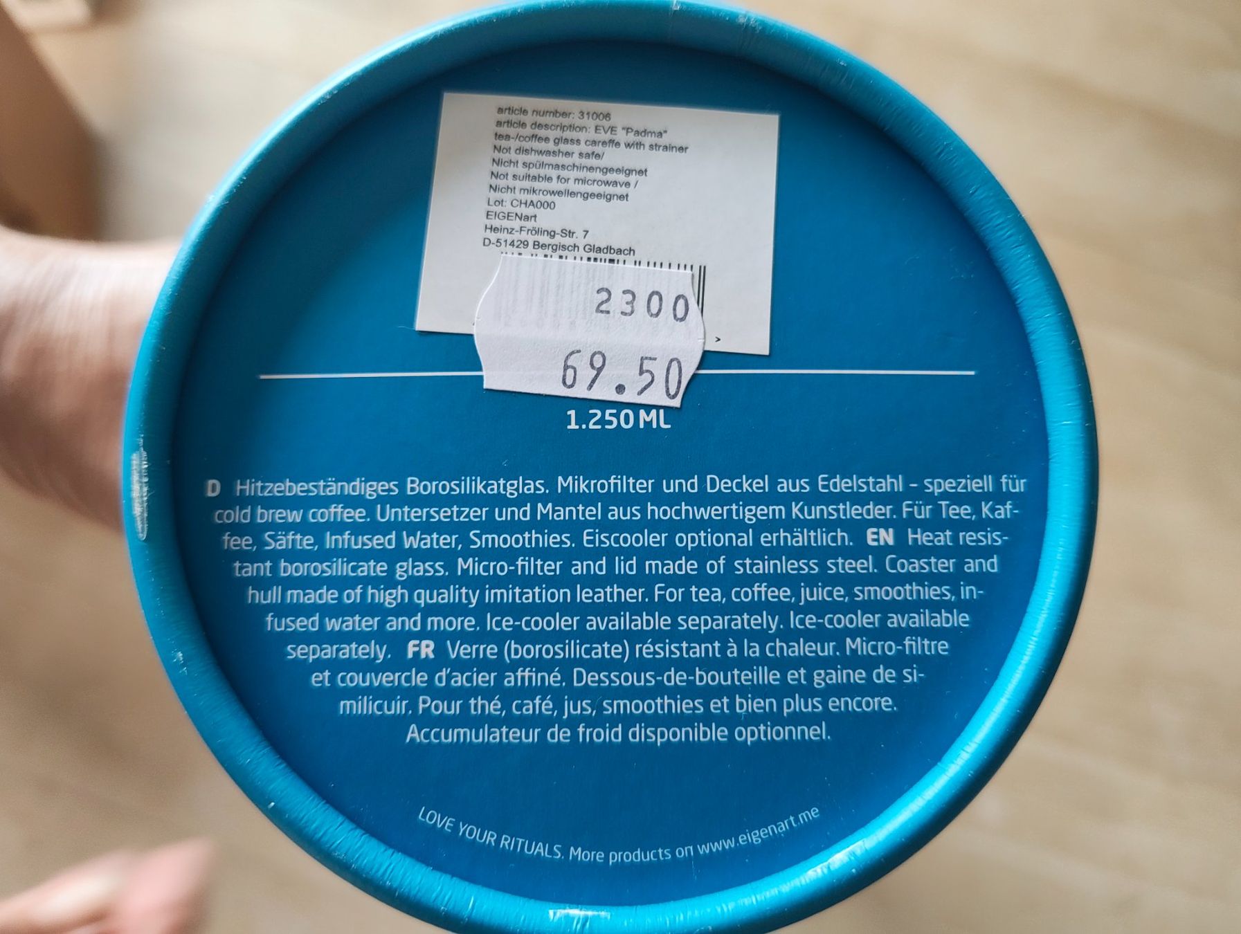 Caraffe: EVE by Eigenart Eistee-/Kaffeekaraffe, Neu! – Nuovo e nell'imballaggio originale da Wil ZH venduto da Tiste01 2