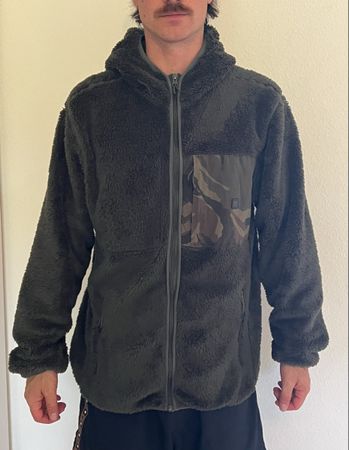 Roark Fleece Jacket Khaki Hoodie Size M
