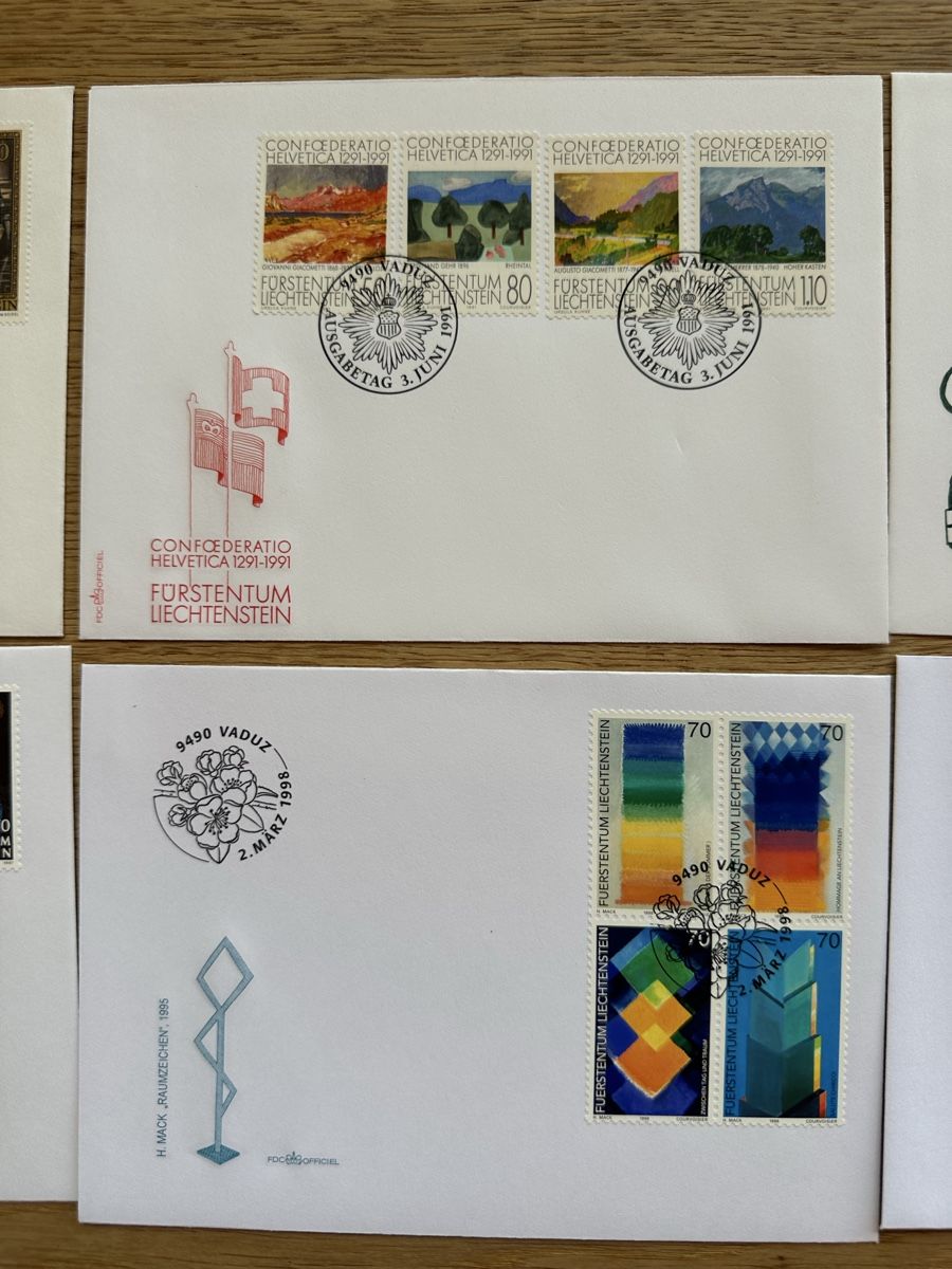 Tutti i francobolli: Liechtenstein - 8x GEMÄLDE  FDC‘s  – Usato da Schmitten / FR venduto da Samsara169 3