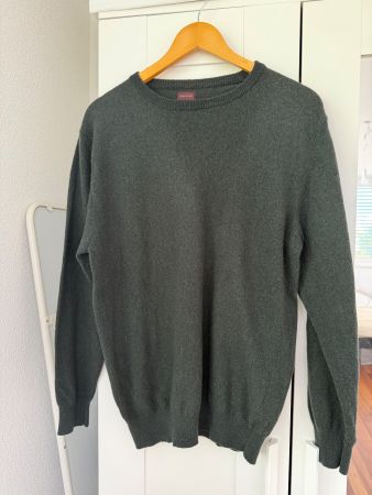 Herren Pullover Doppelgänger dunkelgrün Wollpullover