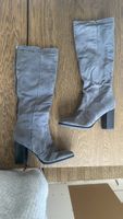 Graue Kunstleder Stiefel Gr. 39 mit Absatz Schuhe Damen
