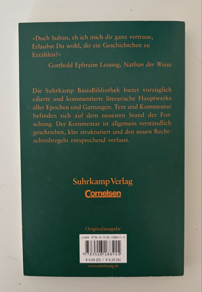 Libri: Gotthold Lessing - Nathan der Weise, Suhrkamp, Top Zustand – Nuovo (secondo la descrizione) da Obfelden venduto da fio_7rk7 1