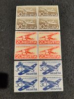 briefmarken Flugzeuge 10, 20, 30 Rappen 1944 postfrisch