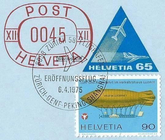 Tutti i francobolli: Aerogramm/Luftpost  First Flight Zürich-Shanghai  4x Stempel – Usato da zürich venduto da parts5060 1