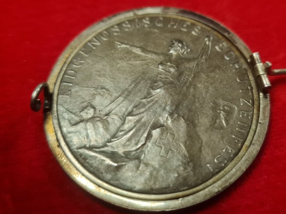 Medaglie: Schützenmedaille St. Gallen 1904 eingefasst als Brosche – Usato da Hofstetten b. Brienz venduto da Nordtor 1